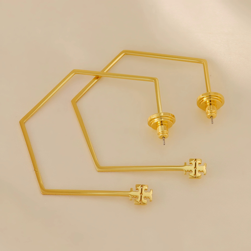 Tory Burch Classic Gold Plated Copper Double Design Lady Earrings